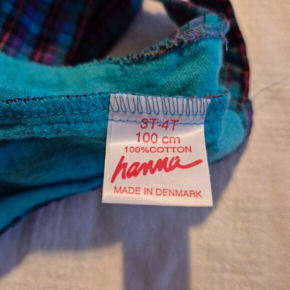 Hanna Andersson plaid lined Vintage overalls, teal, red, black, nwot - Picture 5 of 8